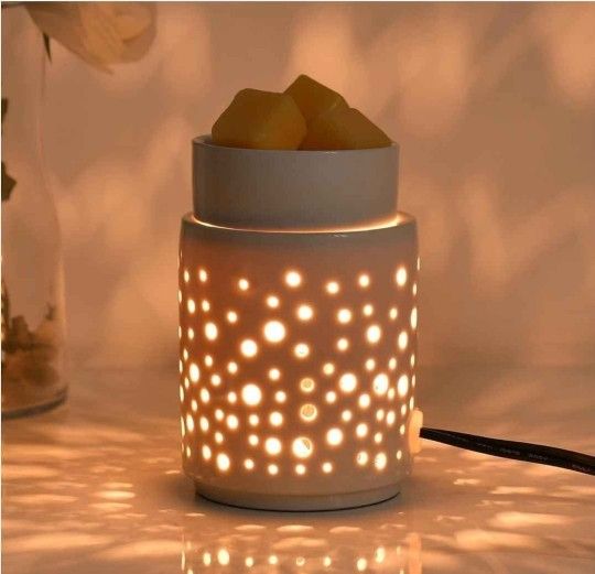 NEW! Ceramic Electric Wax Melt Warmer Light (White-Dot Pattern) (no box)
