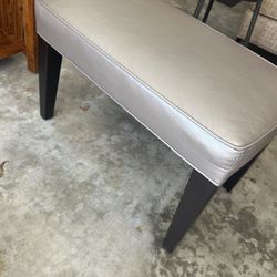 Faux Leather  Footstool / Bench – 27” x 16” – Neutral Gray