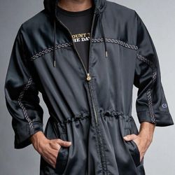 Champion X Muhammad Ali Robe w/ Hood House Boxing Robe Gold Satin size M