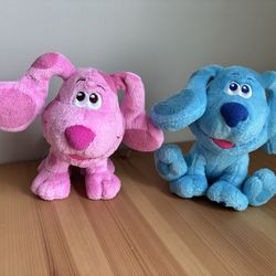 Blues Clues Nick Jr Plush Stuffed Animal Puppy Dog Lot Blue & Magenta