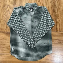 ✅ Check Pattern Green Men’s LARGE Ralph Lauren POLO JEANS Long Sleeve Collared Button Dress Work L