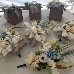 Flowers And Wooden Boxes With Flower Decor