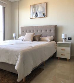 Queen Bed Frame with Tufted Upholstered Headboard