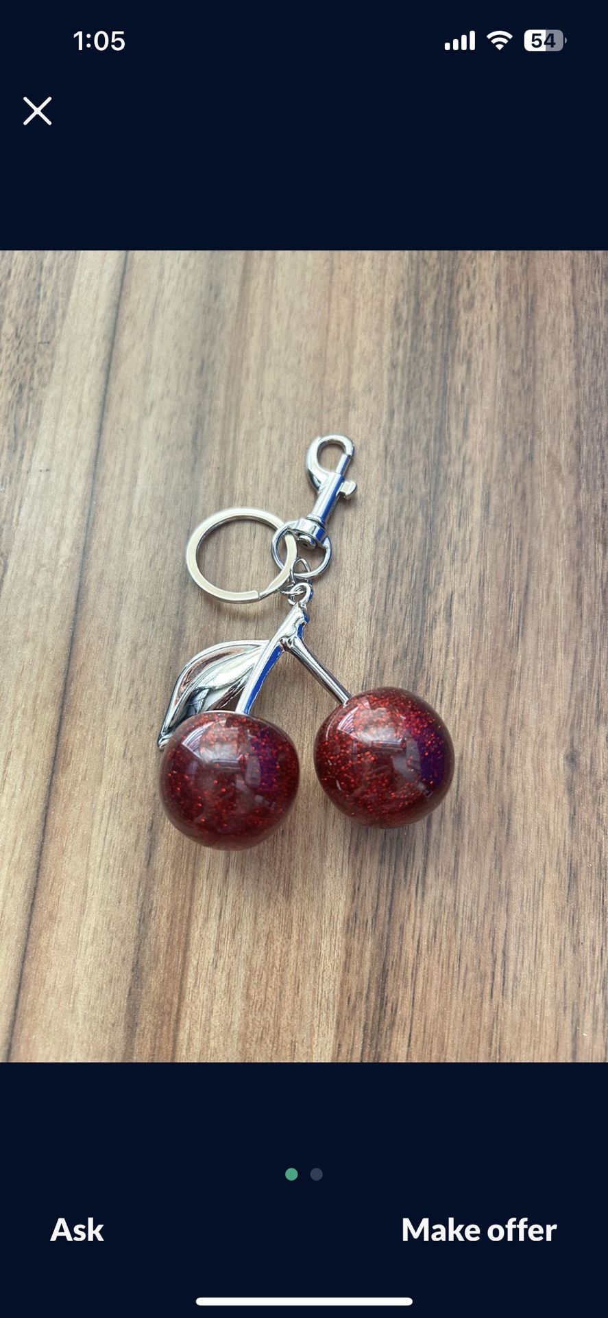 coach Cherry Charm Keychain Silver