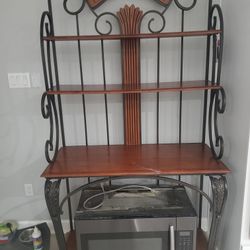 Solid Wood And Metal Bakers Rack 