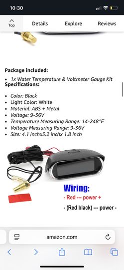 2-in-1 Water Temperature & Voltage Gauge Kit for Car, Boat, Truck , Motorcycle 
