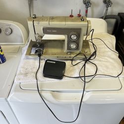 See Kenmore Sewing Machine, Unknown Condition, Comes With Wooden Cabinet Two Drawers Full Of Parts