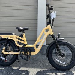 FUCARE Libra 20” Dual Suspensions 750 Watt Fat Tire Electric Bike In Beige 