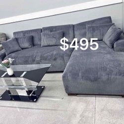 Beautiful XL Corduroy Sectional Sofa Set