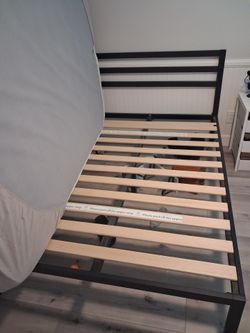 Full-Size Bed Frame + Wooden Slats – Great Condition