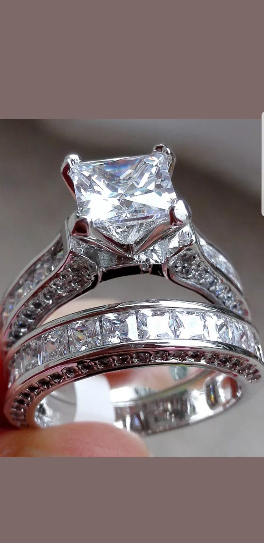 ❤Womens Wedding Engagement Ring Set Princess White Cz 925 Sterling Silver Sz 5-10❤