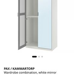 8ft White mirrored closet with shelves