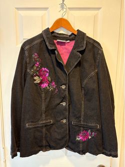 Vintage Country Denim Jacket with Floral Embroidery - women’s size 1X - Simi Valley
