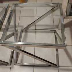 Glass Aluminum End Tables 