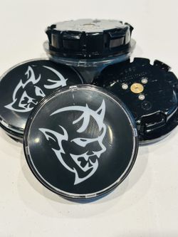 Floating LED Dodge Demon Center Caps In White