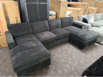 Charcoal gray double chaise sectional