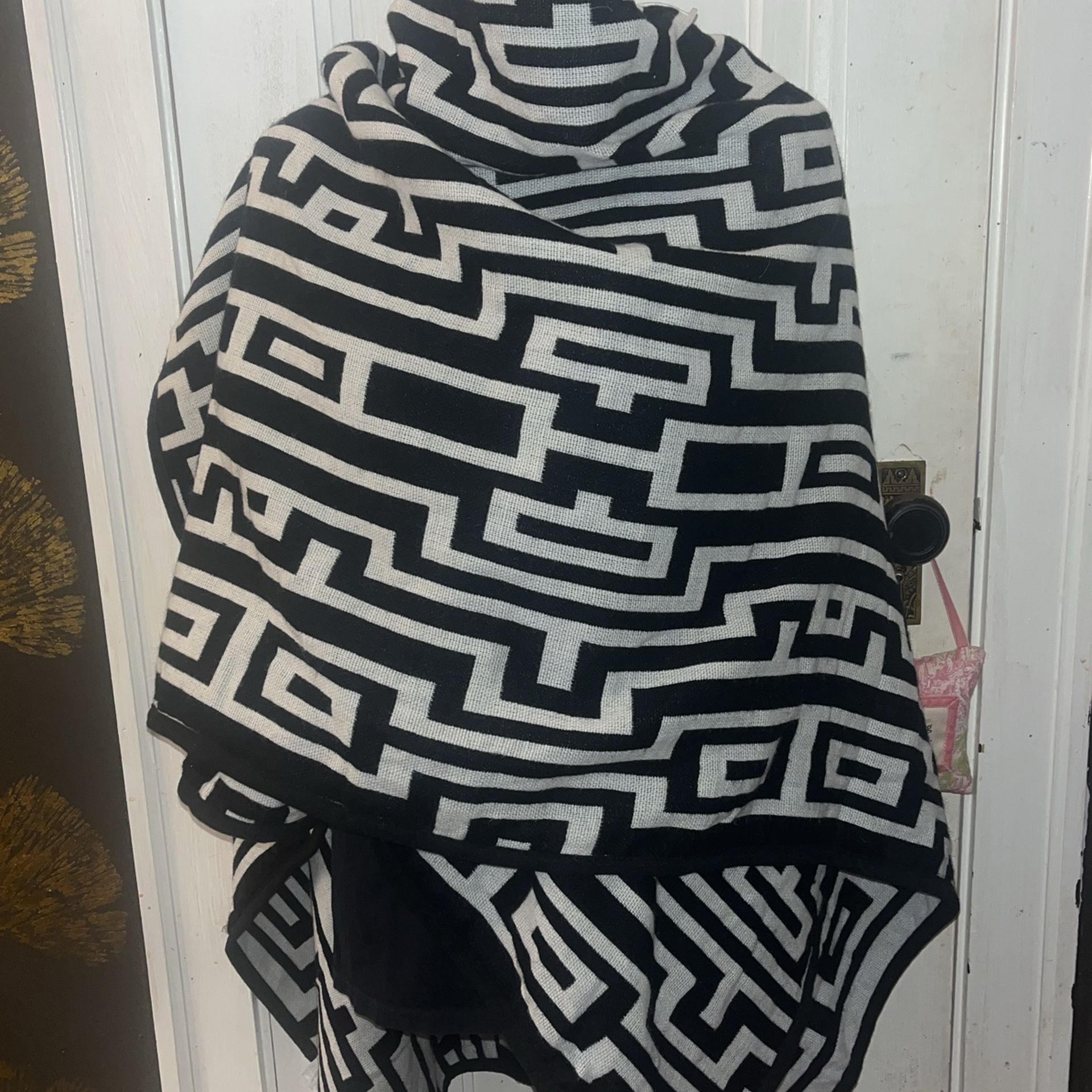 Black And White Geometric Shawl