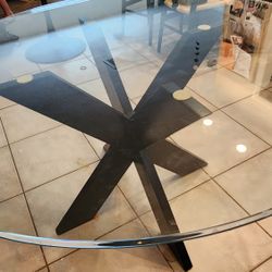 Black Wooden Glass Top Dining Table