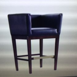 KINGSLEY 30 IN. BLACK AND DARK WALNUT BEECH WOOD BAR STOOL WITH FAUX LEATHER UPHOLSTERD SEAT….ONLY ONE LEFT