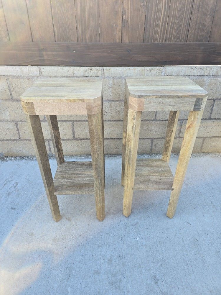 Natural Square Solid Wood End Table