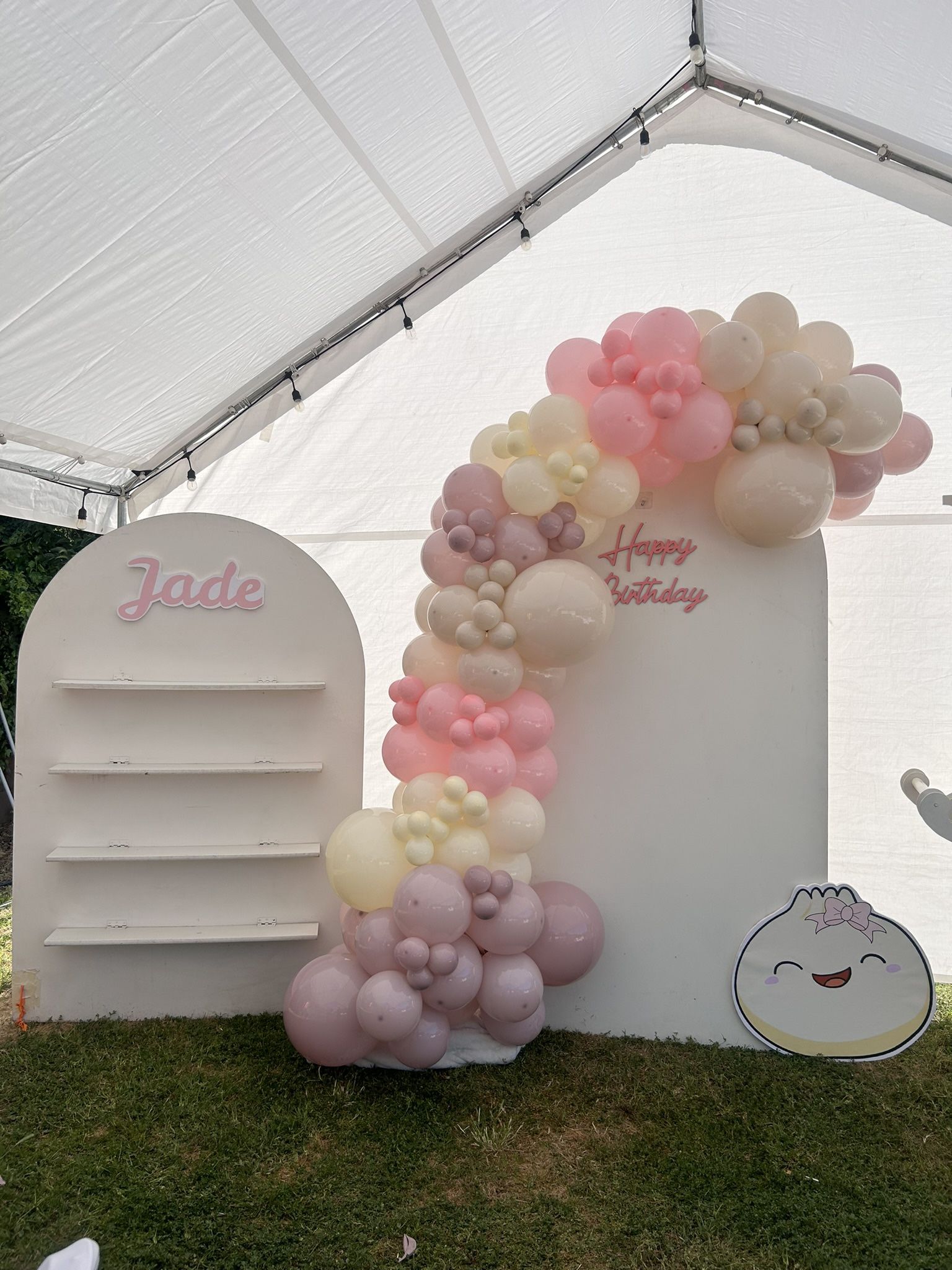 Candy Bag Stand And Backdrop With Balloons
