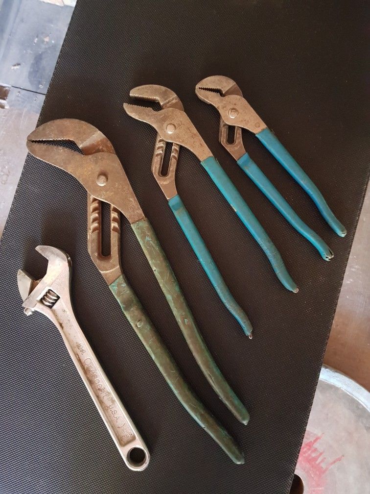 Plumbers Channel Lock Pliers and Crescent Wrench