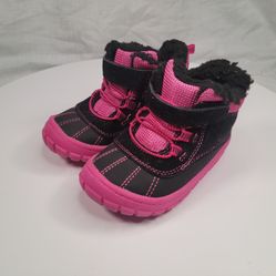 BOOTIES BABY/TODDLER GIRL Size 6 PINK/BLACK PREMIUM BOOTIE