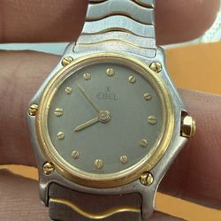 Ebel Wave 166901 18K Gold Stainless Steel Wrist Watch Women’s Sport Classic 23mm