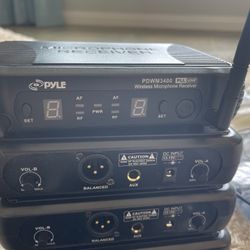 Pyle 2 Channel Wireless Microphone System - PortableUHF Digital Audio Mic Set