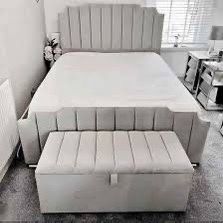 Upholstery Panel Bed Light Grey 