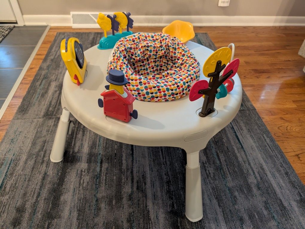 ORIBEL PortaPlay 2-in-1 Baby Activity Center & Play Table (Wonderland Adventure, Grey)