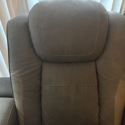 Everything must go by Wednnesday!!! Design By Ashley Next-Gen Duracells Modern Faux Leather Power Reclining Sofa with Adjustable Headrest, Gray