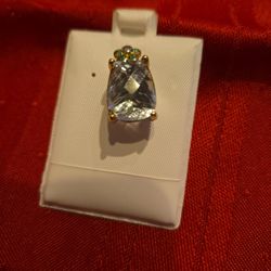 10KT Prasiolite With Diamond Accent Pendant
