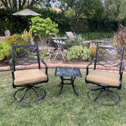 3pc Outdoor 2 Rocking Chairs W/Pads & Table Set