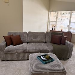 Corduroy Sofa L Shape With Storages