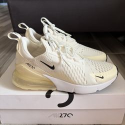 Women’s Nike Air Max 270 Running Shoes - Sail/Black-Coconut Milk Yellow - Size 6, 7
