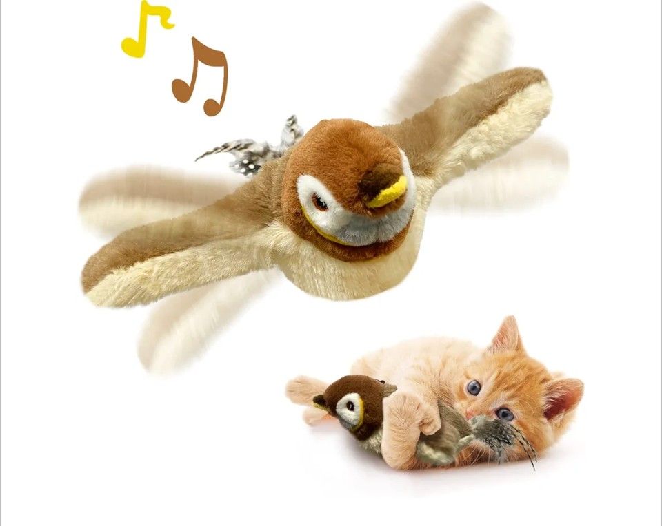 NEW Flapping Chirping Bird Cat Toy..Does Not Fly