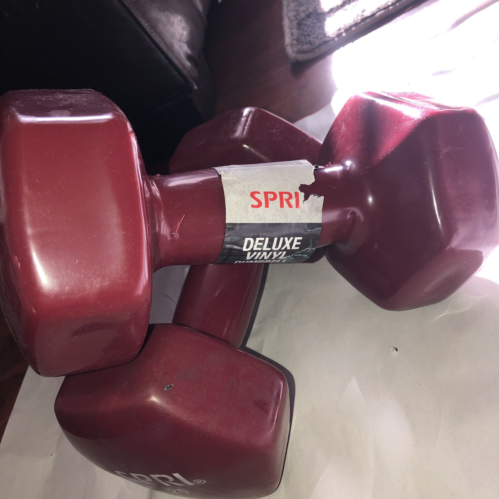 Ignite by SPRI deluxe VINYL Dumbbell set 20 lb pair 40 lb TOTAL
