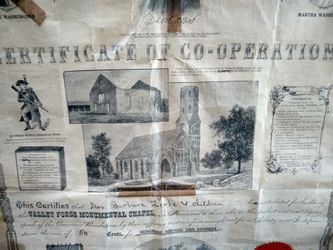 Valley Forge Memorial Certificate 