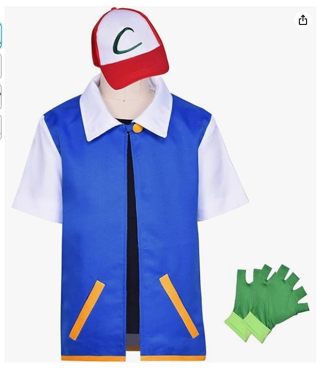 Pokemon Ash Ketchum Cosplay Outfit, Adult Medium *BRAND NEW*