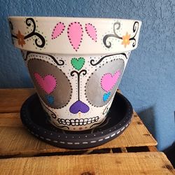 One Of A Kind Hand Made Sugar Skull Plantar