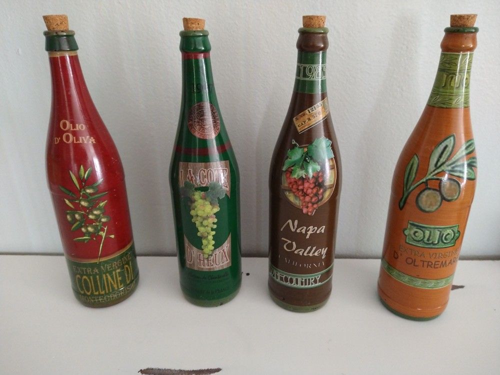 4 Decorative Glass Bottles