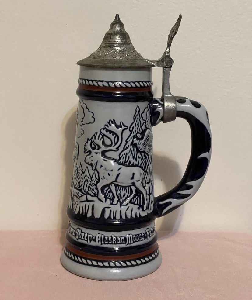 Vintage Avon Beer Stein with Pewter Lid 1976 Collectible Beer Stein