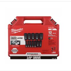 Milwaukee Shockwave 3/8 in. drive SAE 6 Point Square Deep Socket Set 12 pc