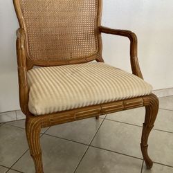 Pair Of Dining Room Armchairs -Balinese Wooden With Cushioned Seats