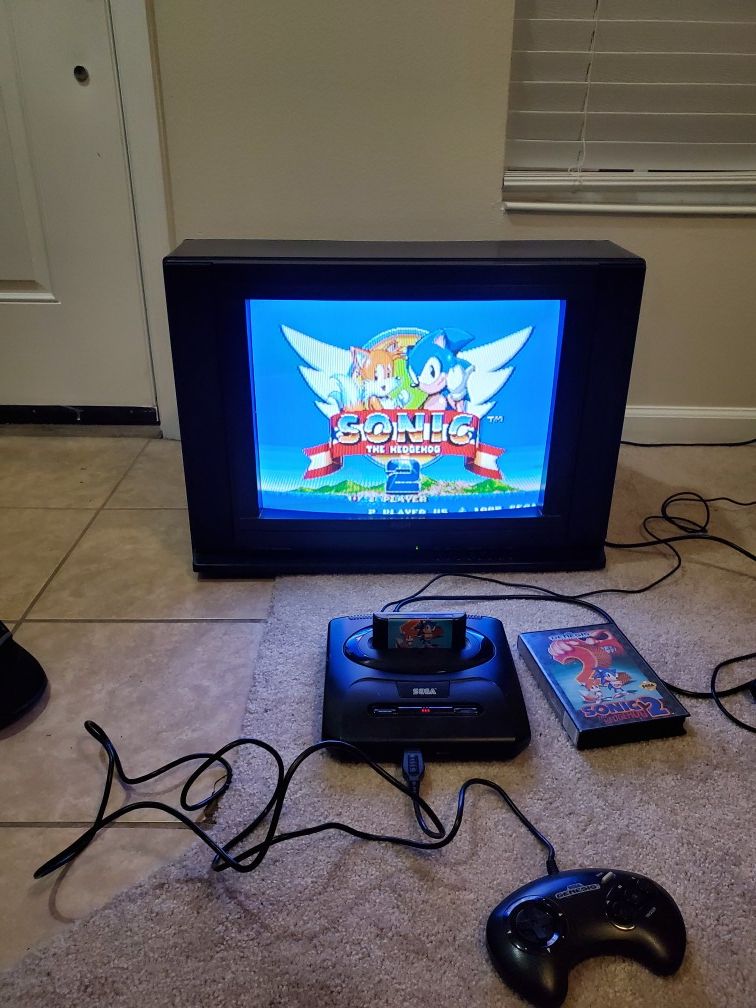 CRT TV with Sega