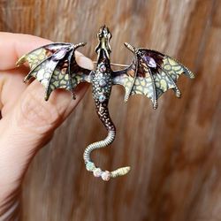 New Enamel Rhinestone Dragon Brooch/ pendant