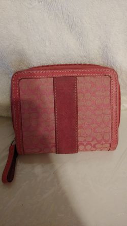 COACH Signature Wallet Pink w/ Suede