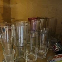 Beer, martini, and shot glasses