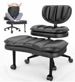 Cross-Legged Office Chair –Padded Cloud Seat, Ergonomic Back Support, Adjustable Height for ADHD & Meditation